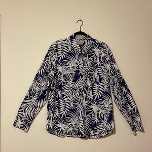 J. Crew XL Slim Fit Tropical Leaf Print Long Sleeve Button Down Shirt